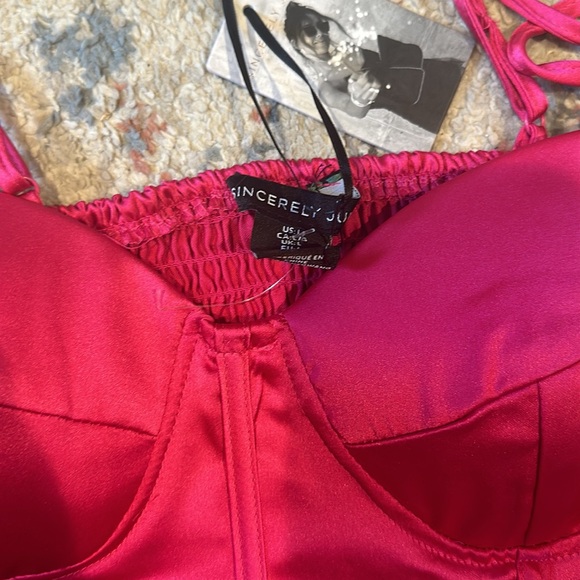 Pink Satin 2 Piece Jumpsuit Set Size Large - Picture 3 of 5